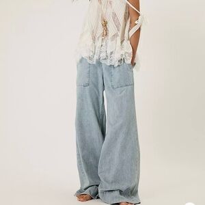 We The Free Light Blue Wide Leg Size M